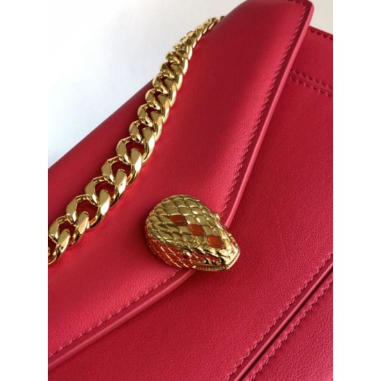 Replica fedele Borsa a tracolla Bvlgari Serpenti East-West Maxi Chain Versione Chip Rosso Imitazione Fake