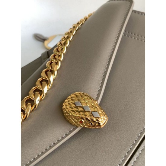 Replica fedele Borsa a tracolla Bvlgari Serpenti East-West Maxi Chain Versione Chip Grigio Imitazione Fake