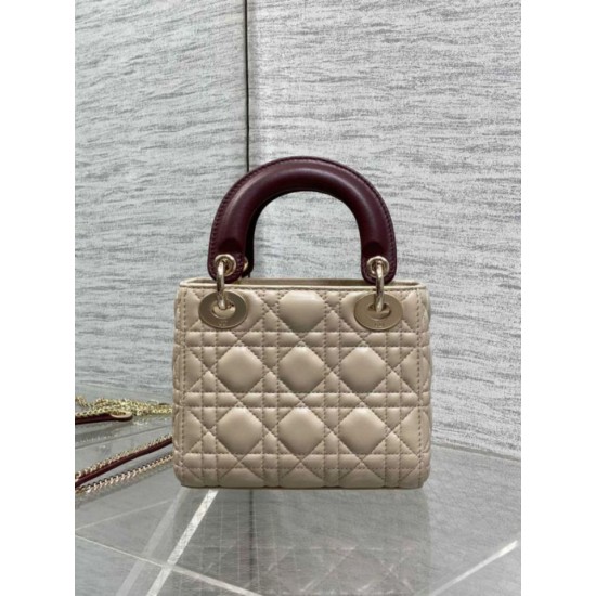 Replica fedele Mini borsa Lady Dior Dior bow rossa/beige Imitazione Fake