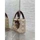 Replica fedele Mini borsa Lady Dior Dior bow rossa/beige Imitazione Fake