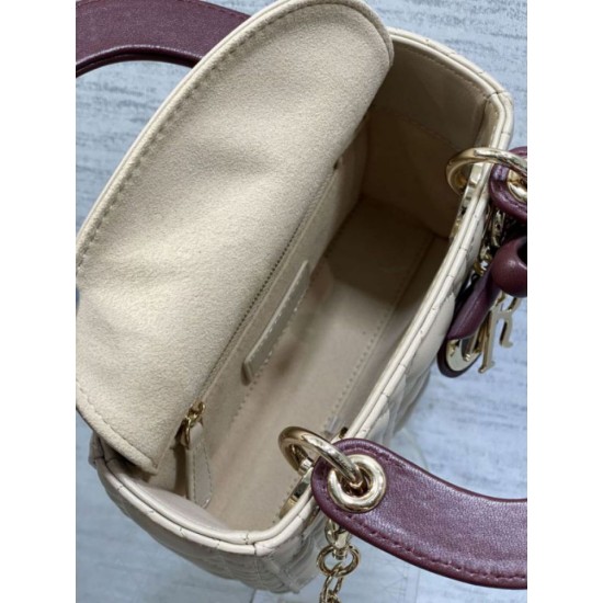 Replica fedele Mini borsa Lady Dior Dior bow rossa/beige Imitazione Fake