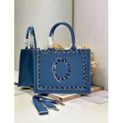 Replica fedele Borsa shopping Dior Book Tote Blu Wave con tracolla Imitazione Fake