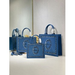 Replica fedele Borsa shopping Dior Book Tote Blu Wave con tracolla Imitazione Fake