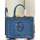 Replica fedele Borsa shopping Dior Book Tote Blu Wave con tracolla Imitazione Fake