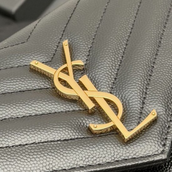 Replica di alta qualità Portafoglio a catena YSL Saint Laurent Envelope nero oro Replica perfetta Portafoglio a catena YSL Saint Laurent Envelope nero oro Imitazione Fake