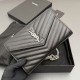 Replica di alta qualità Portafoglio a catena YSL Saint Laurent Envelope pelle originale nero argento Replica perfetta Portafoglio a catena YSL Saint Laurent Envelope pelle originale nero argento Imitazione Fake