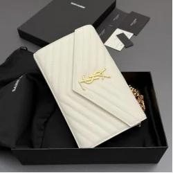 Replica di alta qualità Portafoglio a catena YSL Saint Laurent Envelope pelle originale bianco Replica perfetta Portafoglio a catena YSL Saint Laurent Envelope pelle originale bianco Imitazione Fake