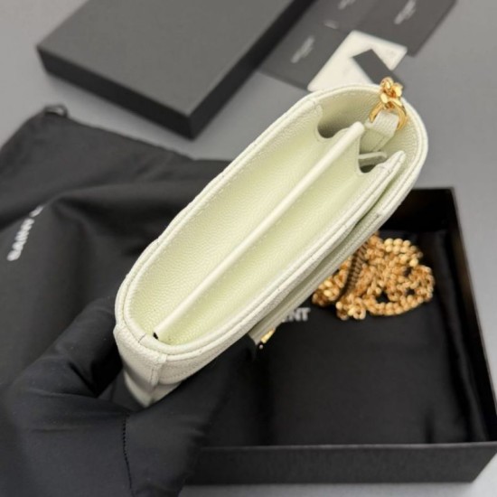 Replica di alta qualità Portafoglio a catena YSL Saint Laurent Envelope pelle originale bianco Replica perfetta Portafoglio a catena YSL Saint Laurent Envelope pelle originale bianco Imitazione Fake