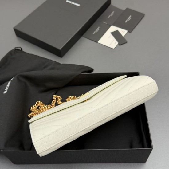Replica di alta qualità Portafoglio a catena YSL Saint Laurent Envelope pelle originale bianco Replica perfetta Portafoglio a catena YSL Saint Laurent Envelope pelle originale bianco Imitazione Fake