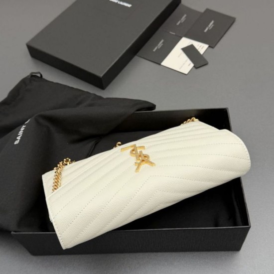 Replica di alta qualità Portafoglio a catena YSL Saint Laurent Envelope pelle originale bianco Replica perfetta Portafoglio a catena YSL Saint Laurent Envelope pelle originale bianco Imitazione Fake