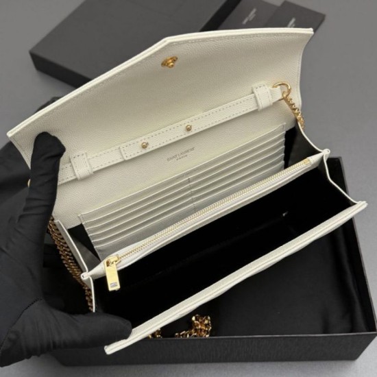 Replica di alta qualità Portafoglio a catena YSL Saint Laurent Envelope pelle originale bianco Replica perfetta Portafoglio a catena YSL Saint Laurent Envelope pelle originale bianco Imitazione Fake
