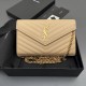 Replica di alta qualità Portafoglio a catena YSL Saint Laurent Envelope pelle originale albicocca Replica perfetta Portafoglio a catena YSL Saint Laurent Envelope pelle originale albicocca Imitazione Fake