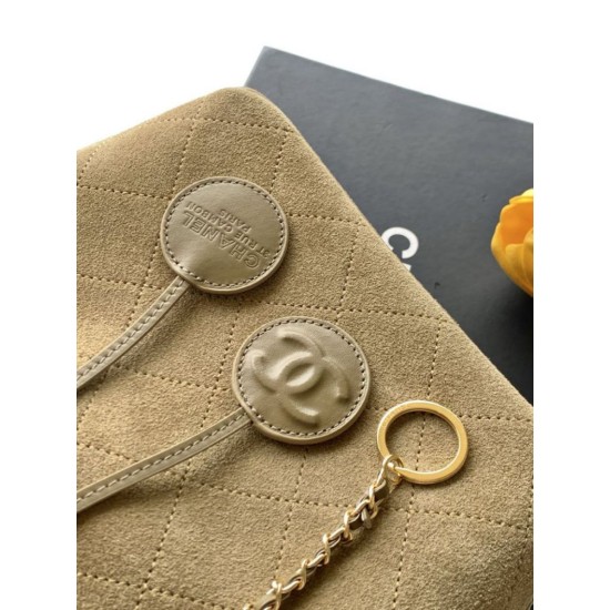 Replica perfetta Borsa a mano Chanel 26S AS6268  scamosciata con tracolla larga grigio Imitazione Fake