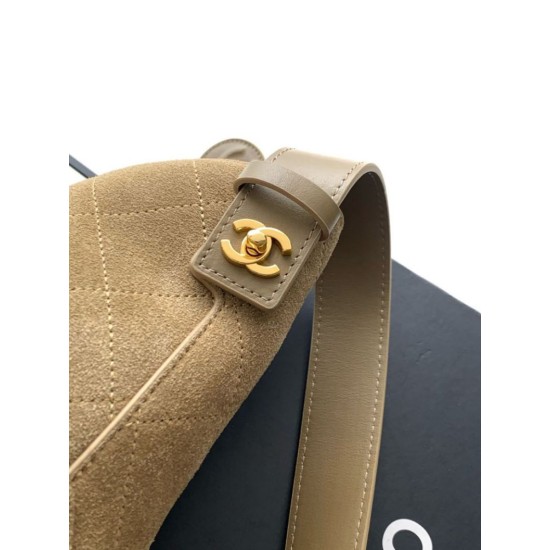 Replica perfetta Borsa a mano Chanel 26S AS6268  scamosciata con tracolla larga grigio Imitazione Fake
