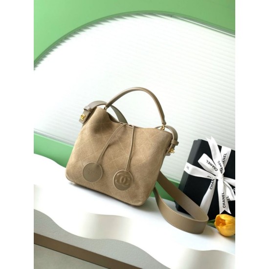 Replica perfetta Borsa a mano Chanel 26S AS6268  scamosciata con tracolla larga grigio Imitazione Fake