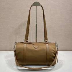 Replica perfetta Borse Valigia Prada 1BB154 nylon Marrone Imitazione Fake