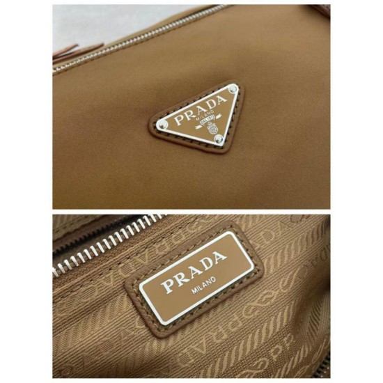Replica di alta qualità Borse Valigia Prada 1BB154 nylon Marrone Replica perfetta Borse Valigia Prada 1BB154 nylon Marrone Imitazione Fake