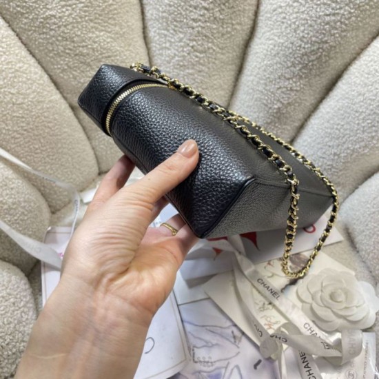 Replica di alta qualità Borsa Chanel Vanity con catena 29cm AS6473 Nera Replica perfetta Borsa Chanel Vanity con catena 29cm AS6473 Nera Imitazione Fake