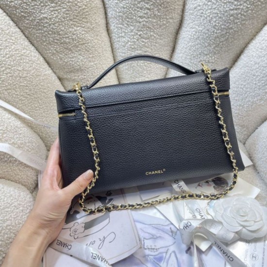 Replica di alta qualità Borsa Chanel Vanity con catena 29cm AS6473 Nera Replica perfetta Borsa Chanel Vanity con catena 29cm AS6473 Nera Imitazione Fake