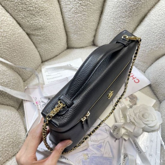 Replica di alta qualità Borsa Chanel Vanity con catena 29cm AS6473 Nera Replica perfetta Borsa Chanel Vanity con catena 29cm AS6473 Nera Imitazione Fake
