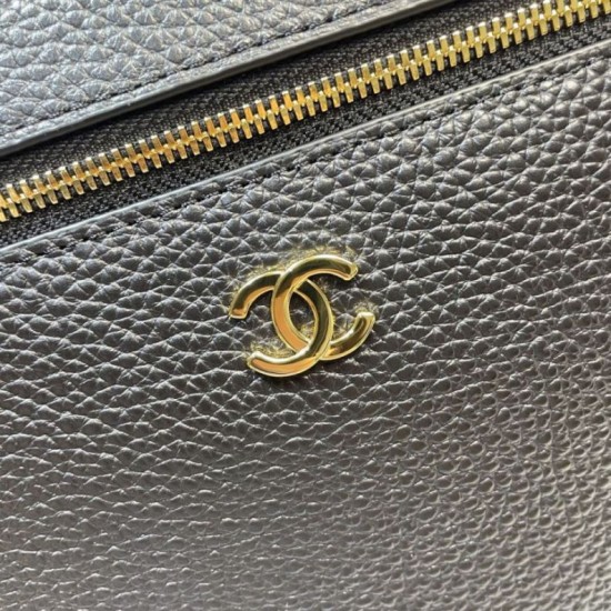 Replica di alta qualità Borsa Chanel Vanity con catena 29cm AS6473 Nera Replica perfetta Borsa Chanel Vanity con catena 29cm AS6473 Nera Imitazione Fake