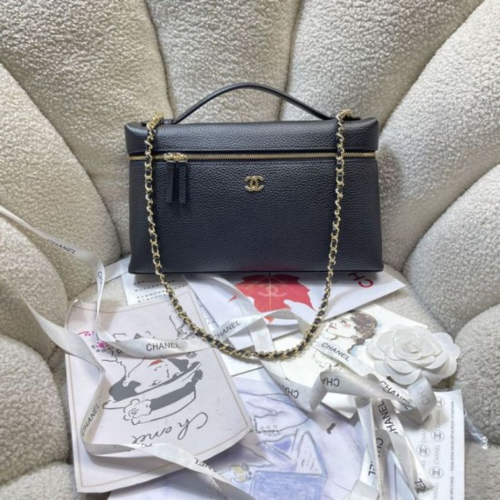 Replica di alta qualità Borsa Chanel Vanity con catena 29cm AS6473 Nera Replica perfetta Borsa Chanel Vanity con catena 29cm AS6473 Nera Imitazione Fake