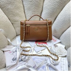 Replica perfetta Borsa Chanel Vanity con catena 23cm AS5347 Marrone Imitazione Fake