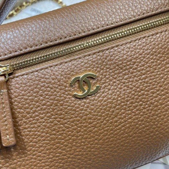 Replica di alta qualità Borsa Chanel Vanity con catena 23cm AS5347 Marrone Replica perfetta Borsa Chanel Vanity con catena 23cm AS5347 Marrone Imitazione Fake