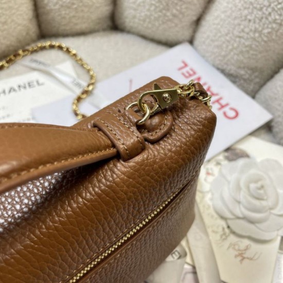 Replica di alta qualità Borsa Chanel Vanity con catena 23cm AS5347 Marrone Replica perfetta Borsa Chanel Vanity con catena 23cm AS5347 Marrone Imitazione Fake