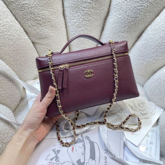 Replica di alta qualità Borsa Chanel Vanity con catena 23cm AS5347 Rosso Replica perfetta Borsa Chanel Vanity con catena 23cm AS5347 Rosso Imitazione Fake