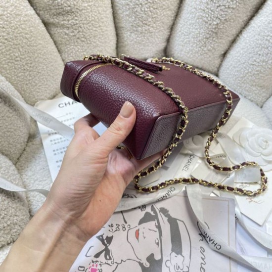 Replica di alta qualità Borsa Chanel Vanity con catena 23cm AS5347 Rosso Replica perfetta Borsa Chanel Vanity con catena 23cm AS5347 Rosso Imitazione Fake