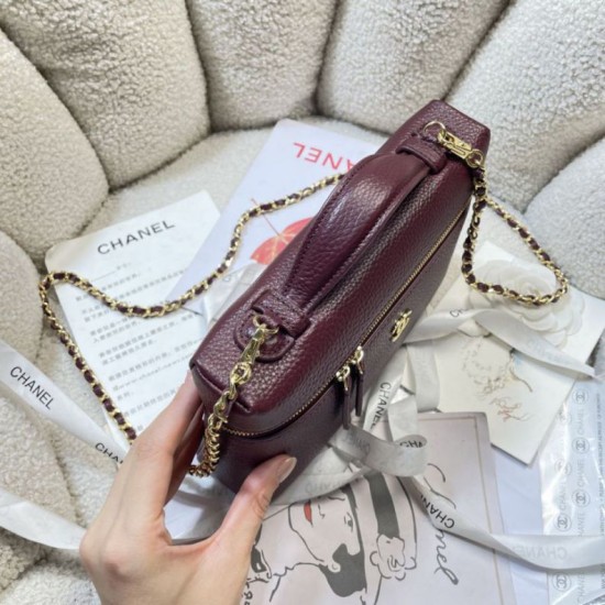 Replica di alta qualità Borsa Chanel Vanity con catena 23cm AS5347 Rosso Replica perfetta Borsa Chanel Vanity con catena 23cm AS5347 Rosso Imitazione Fake