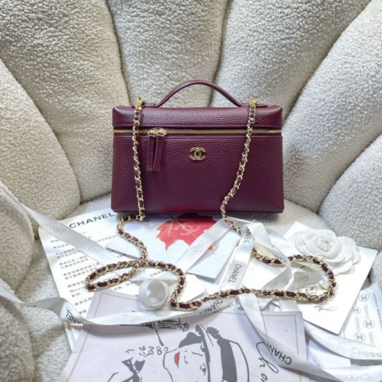Replica di alta qualità Borsa Chanel Vanity con catena 23cm AS5347 Rosso Replica perfetta Borsa Chanel Vanity con catena 23cm AS5347 Rosso Imitazione Fake