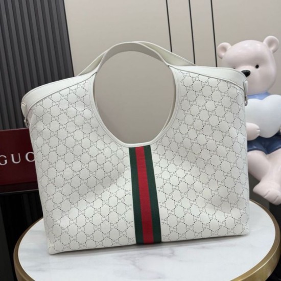 Replica di alta qualità Borsa grande Gucci Giglio traforata GG 853971 bianca Replica perfetta Borsa grande Gucci Giglio traforata GG 853971 bianca Imitazione Fake