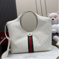 Replica perfetta Borsa grande Gucci Giglio traforata GG 853971 bianca Imitazione Fake