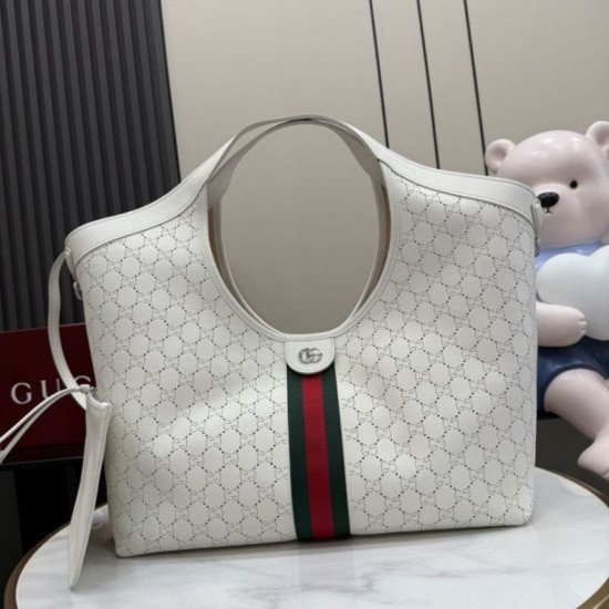 Replica di alta qualità Borsa grande Gucci Giglio traforata GG 853971 bianca Replica perfetta Borsa grande Gucci Giglio traforata GG 853971 bianca Imitazione Fake