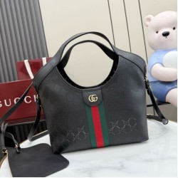 Replica perfetta Borsa piccola Gucci Giglio traforata GG 860845 Nero Imitazione Fake