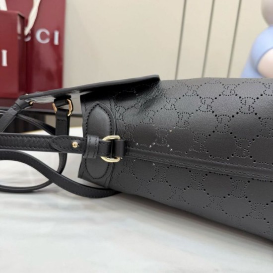 Replica di alta qualità Borsa piccola Gucci Giglio traforata GG 860845 Nero Replica perfetta Borsa piccola Gucci Giglio traforata GG 860845 Nero Imitazione Fake