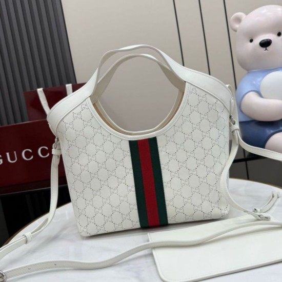 Replica perfetta Borsa piccola Gucci Giglio traforata GG 860845 bianca Imitazione Fake