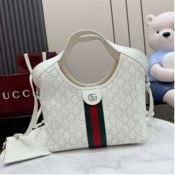 Replica perfetta Borsa piccola Gucci Giglio traforata GG 860845 bianca Imitazione Fake