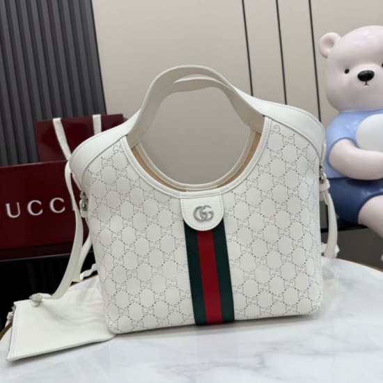 Replica perfetta Borsa piccola Gucci Giglio traforata GG 860845 bianca Imitazione Fake