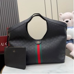 Replica perfetta Borsa grande Gucci Giglio 853971 traforata GG  Nero Imitazione Fake