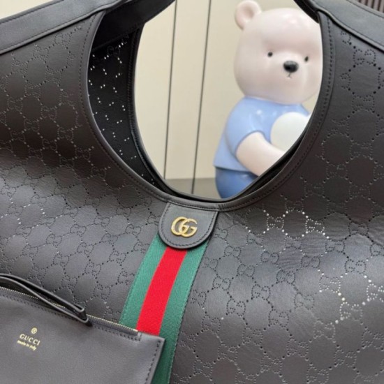 Replica perfetta Borsa grande Gucci Giglio 853971 traforata GG  Nero Imitazione Fake