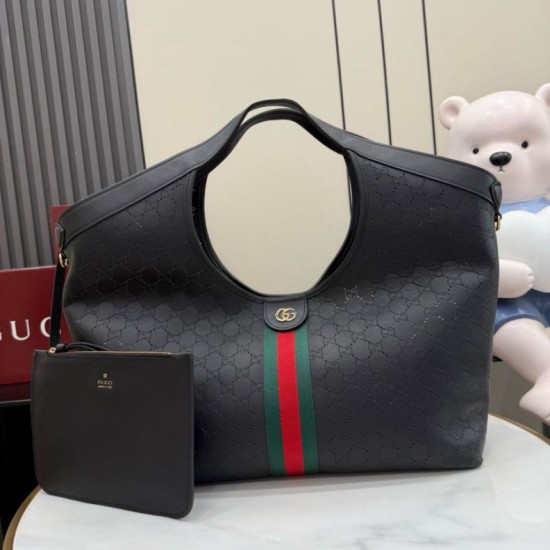 Replica perfetta Borsa grande Gucci Giglio 853971 traforata GG  Nero Imitazione Fake