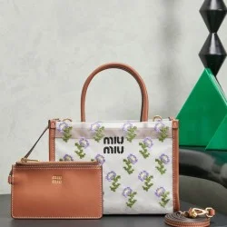 Replica perfetta Borsa tote rete ricamata Miu Miu 5BA310 19cm Imitazione Fake