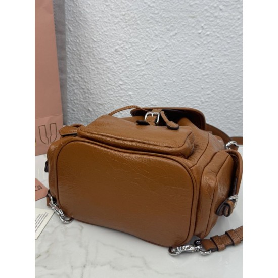 Replica di lusso Zaino Miu Miu 26s pelle cerata 5bc043 marrone Replica perfetta Zaino Miu Miu 26s pelle cerata 5bc043 marrone Imitazione Falsa