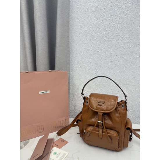 Replica di lusso Zaino Miu Miu 26s pelle cerata 5bc043 marrone Replica perfetta Zaino Miu Miu 26s pelle cerata 5bc043 marrone Imitazione Falsa