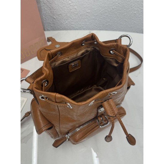 Replica di lusso Zaino Miu Miu 26s pelle cerata 5bc043 marrone Replica perfetta Zaino Miu Miu 26s pelle cerata 5bc043 marrone Imitazione Falsa