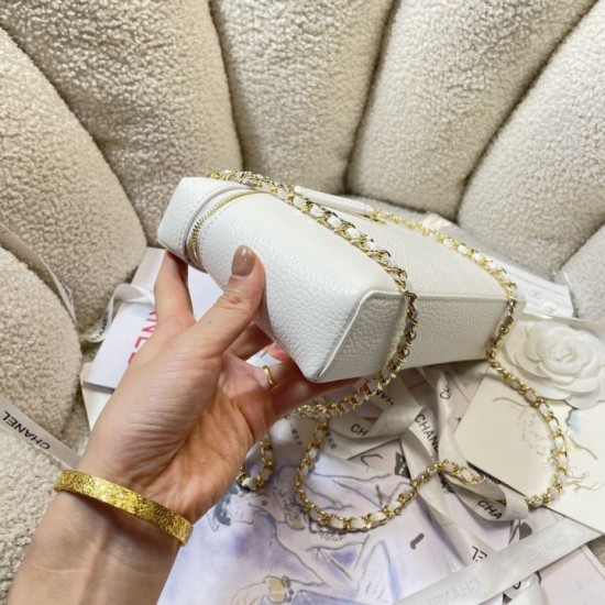 Replica perfetta Borsa Chanel AS5347 Vanity con catena 23cm Bianco Imitazione Falsa