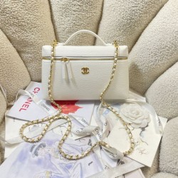 Replica perfetta Borsa Chanel AS5347 Vanity con catena 23cm Bianco Imitazione Falsa